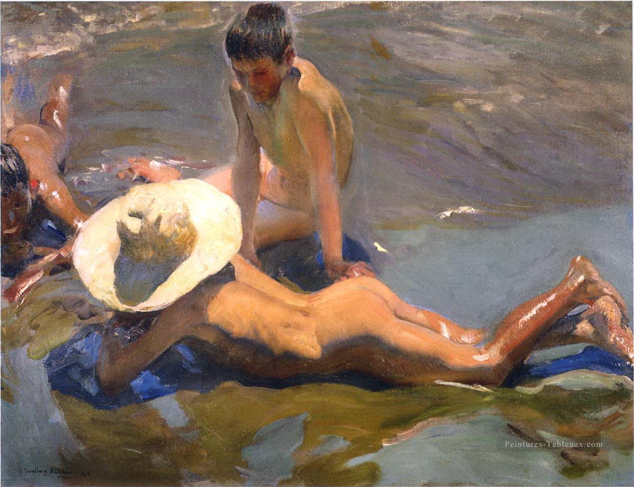 garçons sur la plage de 1908 Impressionnisme enfant Peintures à l'huile